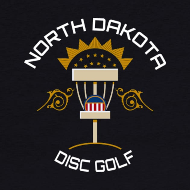 North Dakota Disc Golf - State Flag Black by grahamwilliams